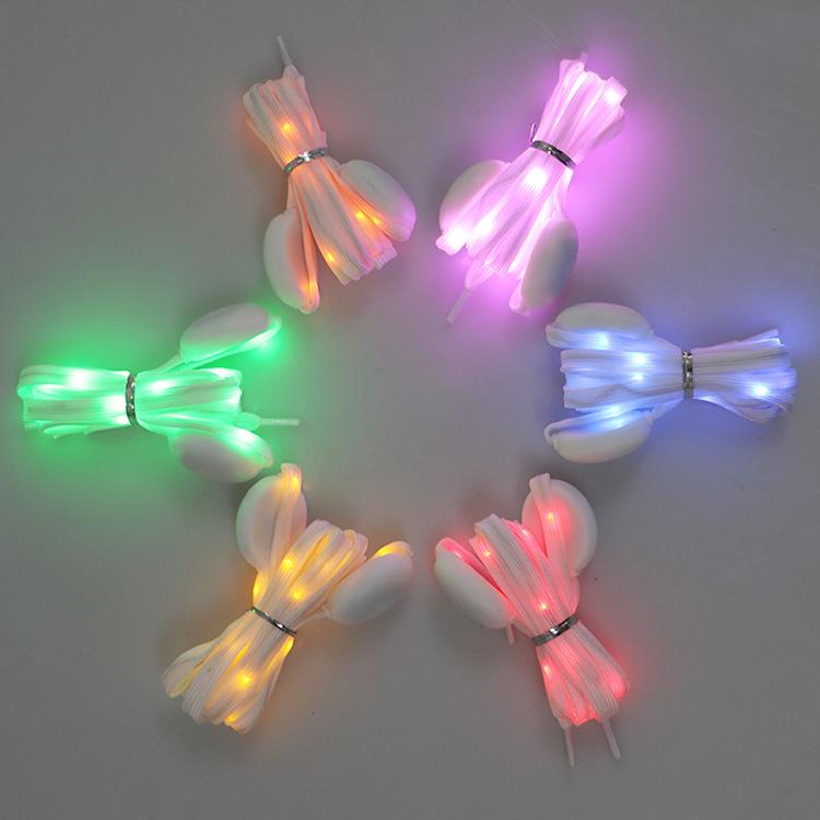 Eighth-Gen LED Light-Up Nylon Shoelaces with Seven-Color Beads for Outdoor Night Running & Cycling