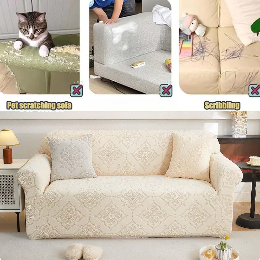 Premium Jacquard Stretch Sofa Cover 1/2/3/4/5 Seater Solid Color Furniture Slipcover Protector for Home Office Living Room Decor
