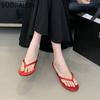 Fashion SUOJIALUN 2025 Summer New Brand Slipper Fashion Narrow Band Slip On Flip Flop Shoes Thin Low Heel Outdoor Dress Sandal Slides Sh