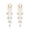 Elegant Long Tassel Earrings With Pearl Strand Gold-Plated Copper Alloy Chic Statement Jewelry Women