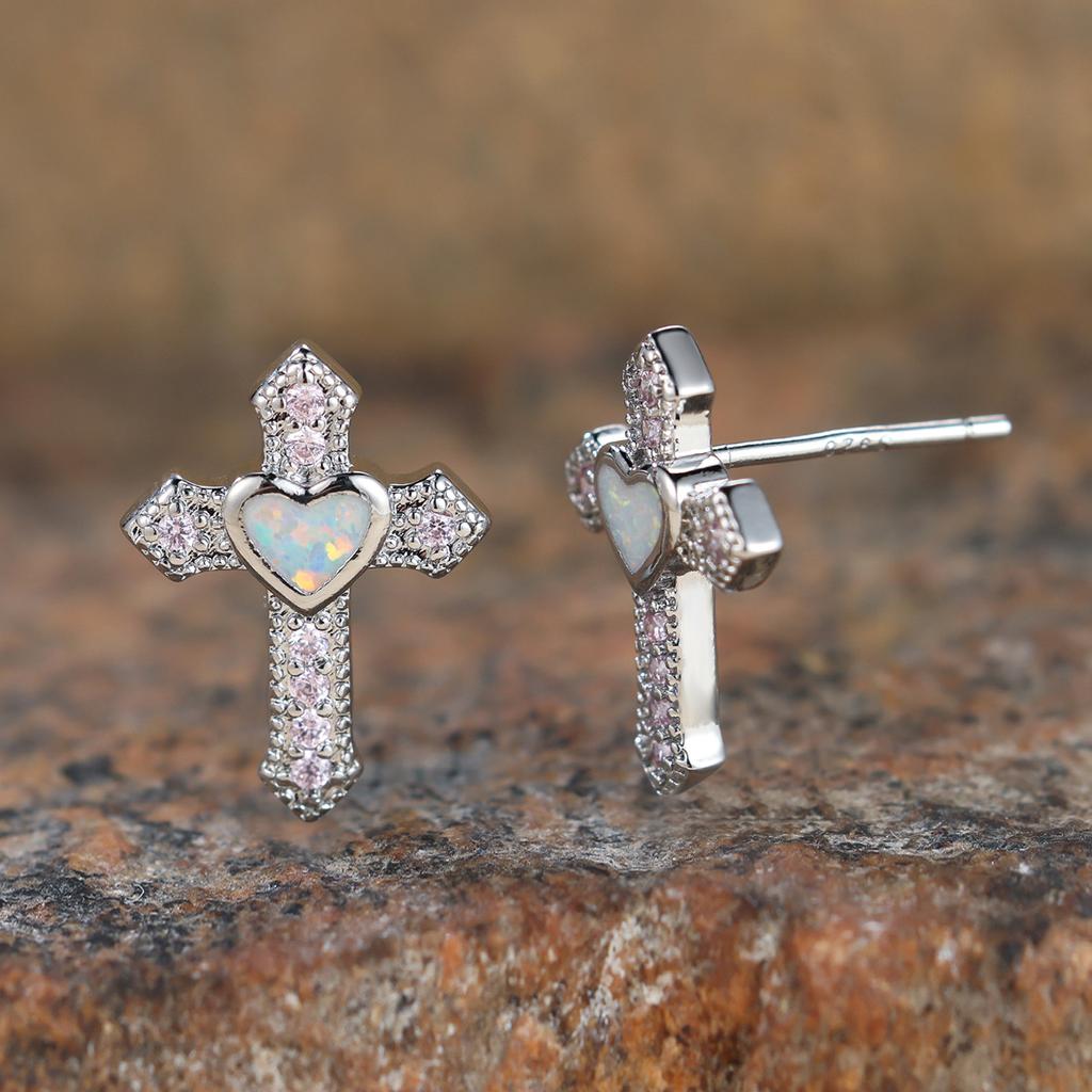 Hot Selling Love Cross Earrings for Women Niche Sweet and High End Fashionable and Versatile