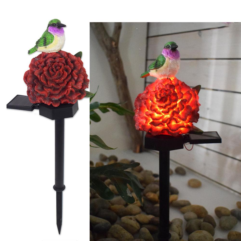 Solar LED Flower Bird Lights for Outdoor Courtyard, Balcony, Garden, and Camping with Sensor Activation.
