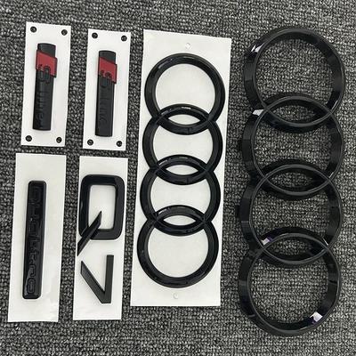 For RS3 For Audi Q7 2016-2023 Logo ABS Black Car Hood Front Grill Emblem Rear Trunk Badge Sticker Q7 Mark Quarrto Sline Emblem