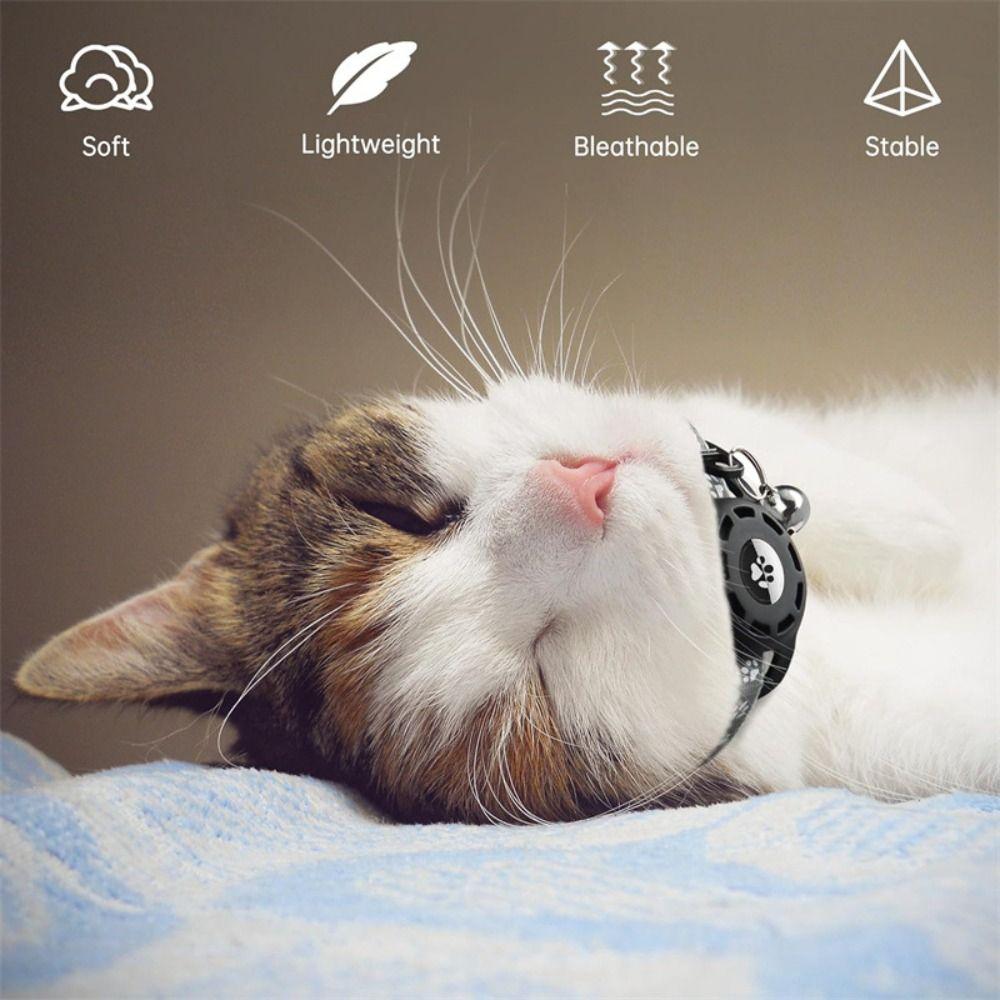 With Bells Cat Collar Safety Buckle Adjustable For Airtag Case Anti-Lost Reflective Strips Pet Tracker Collar for AirTag