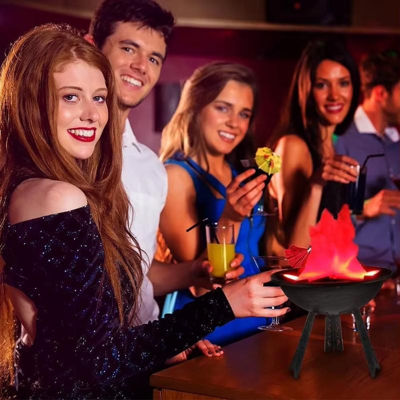 3D LED Fake Fire Flames Effect Light, Halloween Christmas Party Decorations Holiday Supplies for Bar, Stage