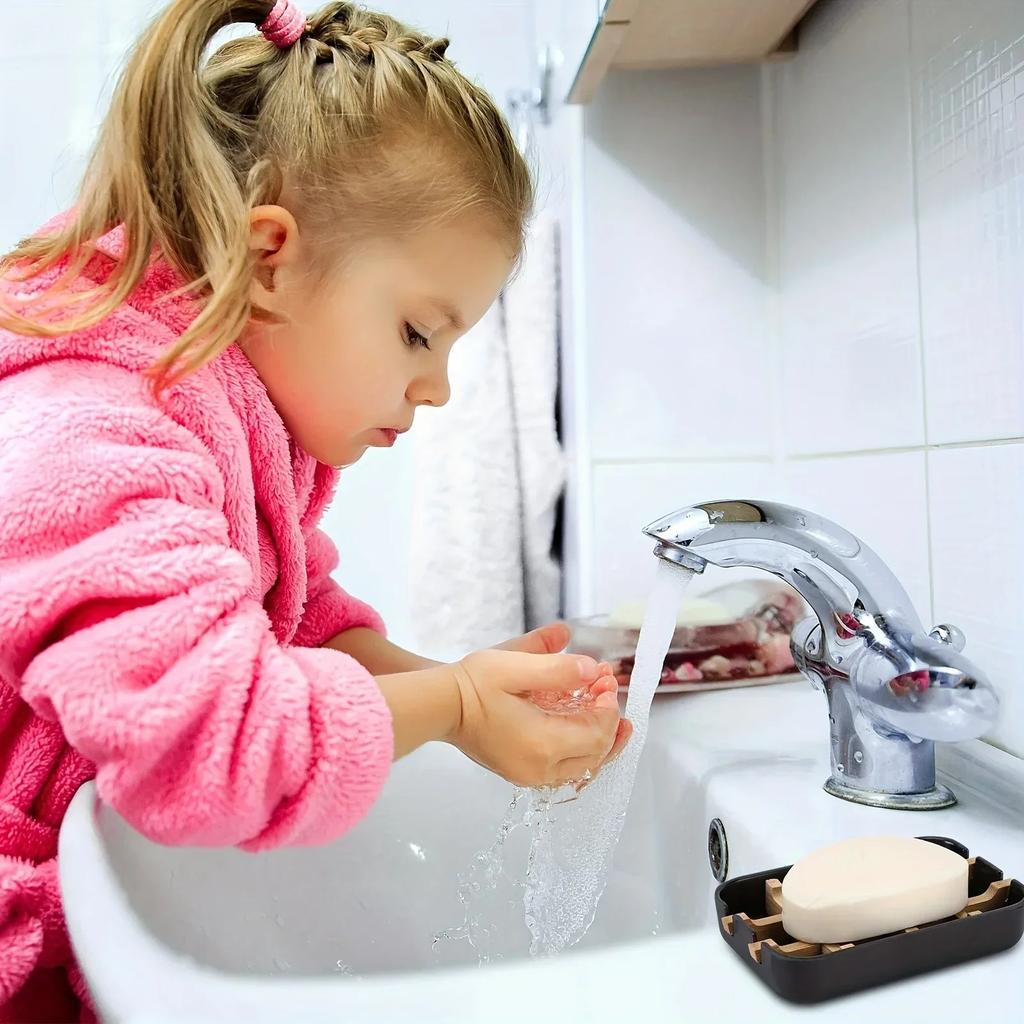 1Pcs Wooden Soap Dish Drain Soap Tray Sink Holder Soap Rack For Bathroom Multifunctional Storage Rack Household Bathroom Supply