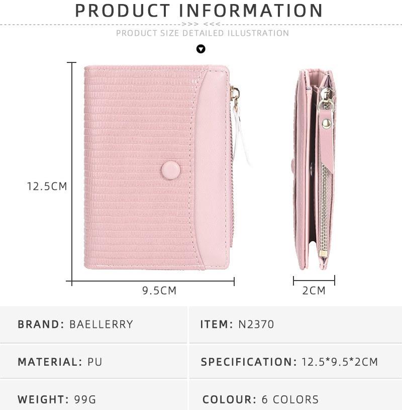 Baellerry Damenmode-Design, Reißverschluss, Haspe, Geldbörse, PU-Leder, Kartenhalter, Geldbörsen, niedliche Studenten-Geldbörse