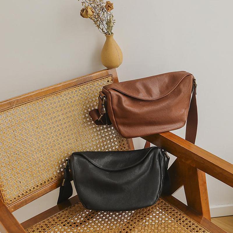 Johnature Simple Solid Color Hobos Genuine Leather Women Bag Natural Soft Real Cowhide Casual Shoulder & Crossbody Bags