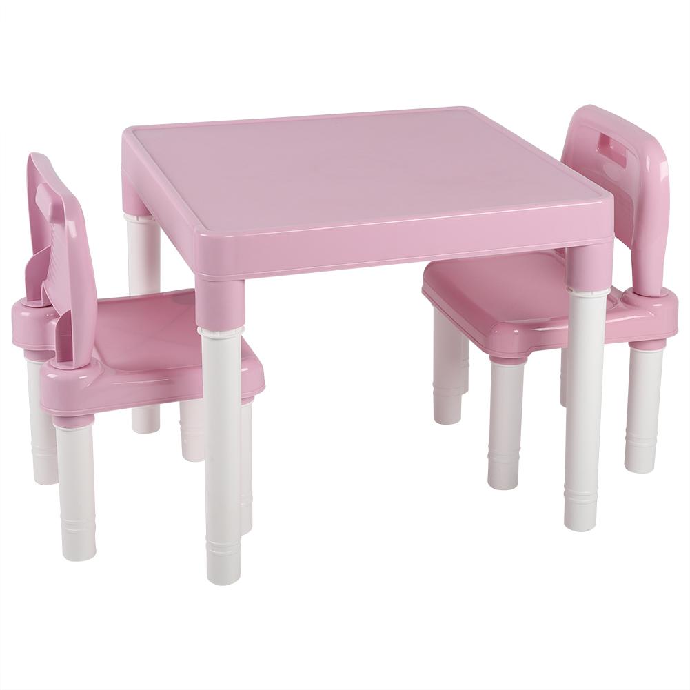 Childrens Kids Plastic Table Chair Set Lrning Studying Desk for Home Kindergarten Blue Green