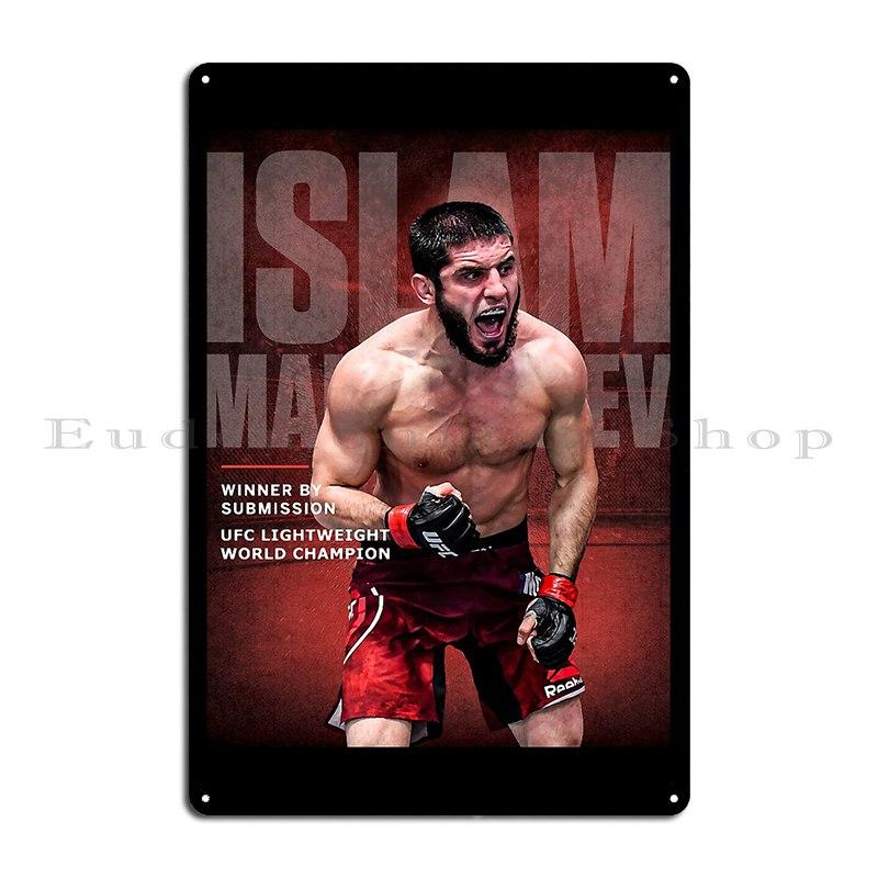 Islam Makhachev Vs Poirier Berg-Champion Metallplakette Rostig Anpassen Lustig Party Blechschild Poster