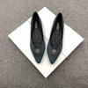 Fashion Green Pointed Toe Low Heel Elegant Shoes for Woman 2024 Black Moccasins Women's Summer Footwear Normal Leather Casual Chic Point