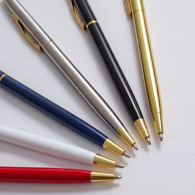 Stainless Steel Twist-Out Ballpoint Pen - Logo Customizable, Ideal for Hotel Rooms and Signature Gifts