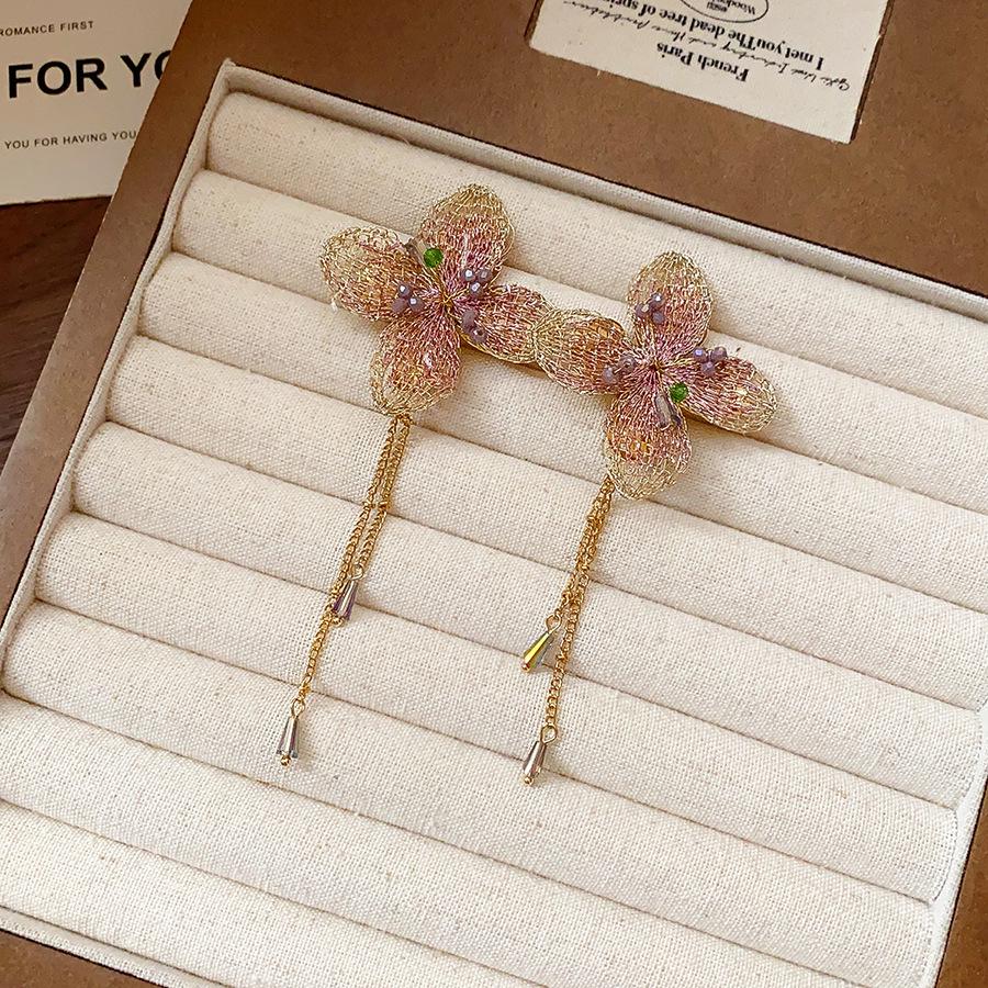 Silver Needle Leopard Heart Bow Geometric Dangle Earrings - Trendy Korean Style for Women