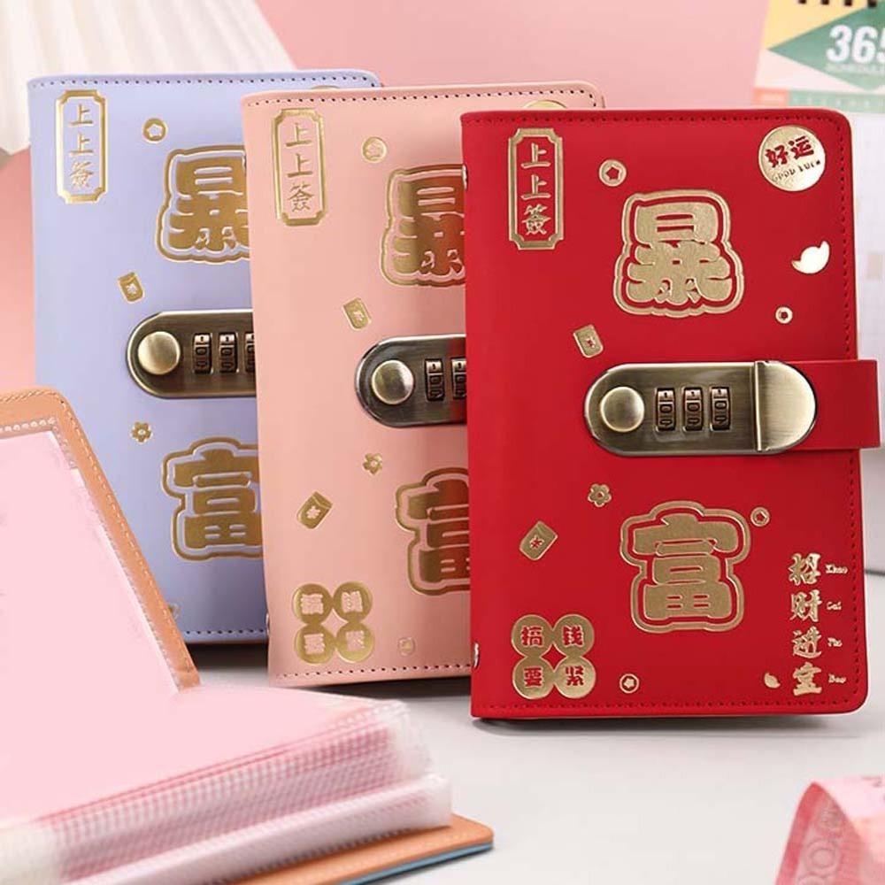 Wallet Storage Saving Money Binder With Password Lock Account Book Planner Organizer Family