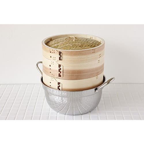 [Kagoya] Cedar Chinese Steamer (Steamer) 21cm Set with Stainless Steel Pot (0390) Used in "Steam Everything" Seiro Recipes (by Riyoko).
