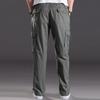 Men's Lightweight Cargo Pants with Multi-Pockets, Relaxed Fit, Elastic Waist, Breathable Fabric, Black