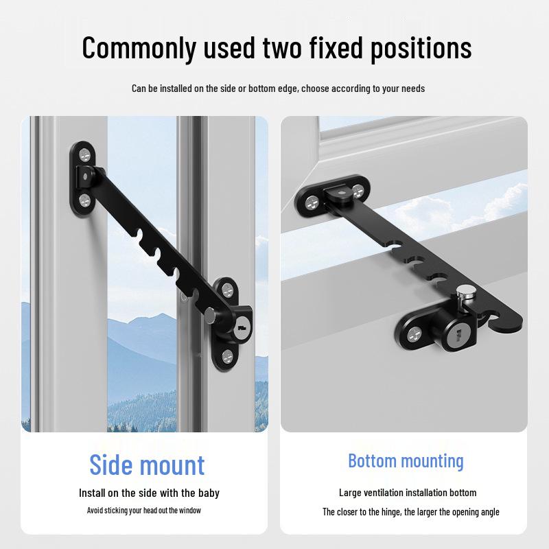 Child Safety Windproof Lock for Inward UPVC Windows - Ventilation Limiter Bracket