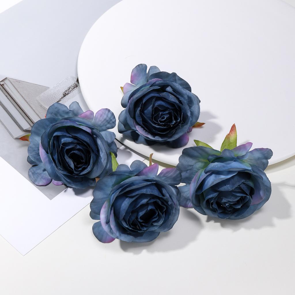 Retro Silk Rose Head Simulation Flower DIY Hair Accessories Material Wedding Flower Wall Decoration Fake Flower