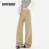 Beautiful Wardrobe Women's American Khaki Straight Wide-Leg Denim Jeans