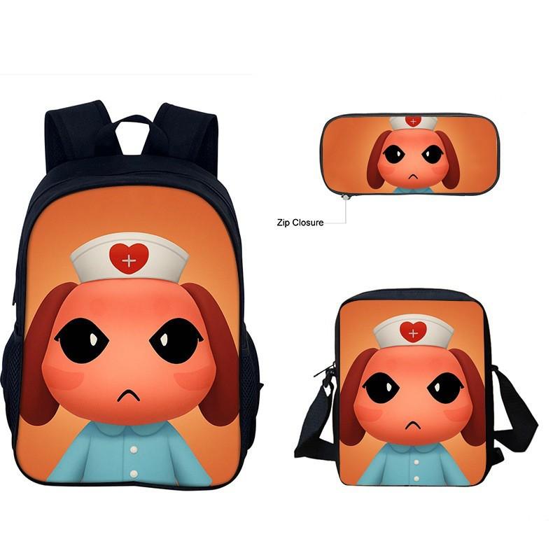 Kids Animal Hospital Themed School Backpack Set With Crossbody Bag Pencil Case Elementary Students