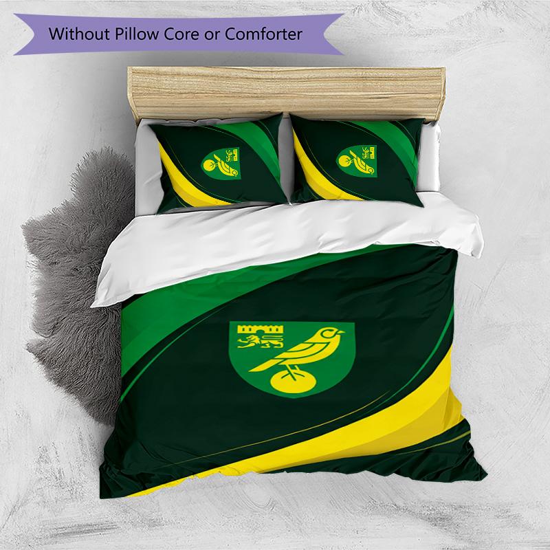 Norwich City Fußball Aufdruck 3-teiliges Bettwäscheset, Bequemes hautfreundliches Schlafzimmer Bettbezug-Set