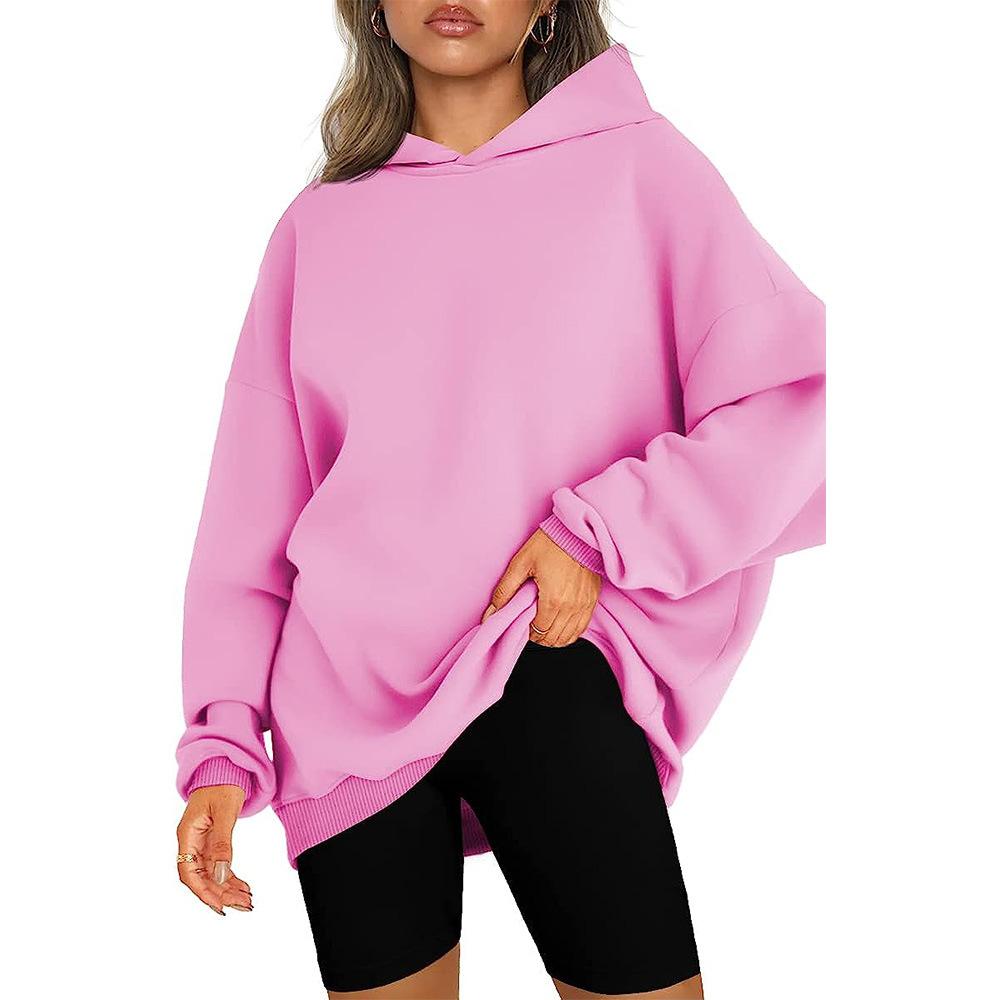 Women's Fashion Casual Solid Color Print Long Sleeve Hooded Hoodies & Sweatshirts