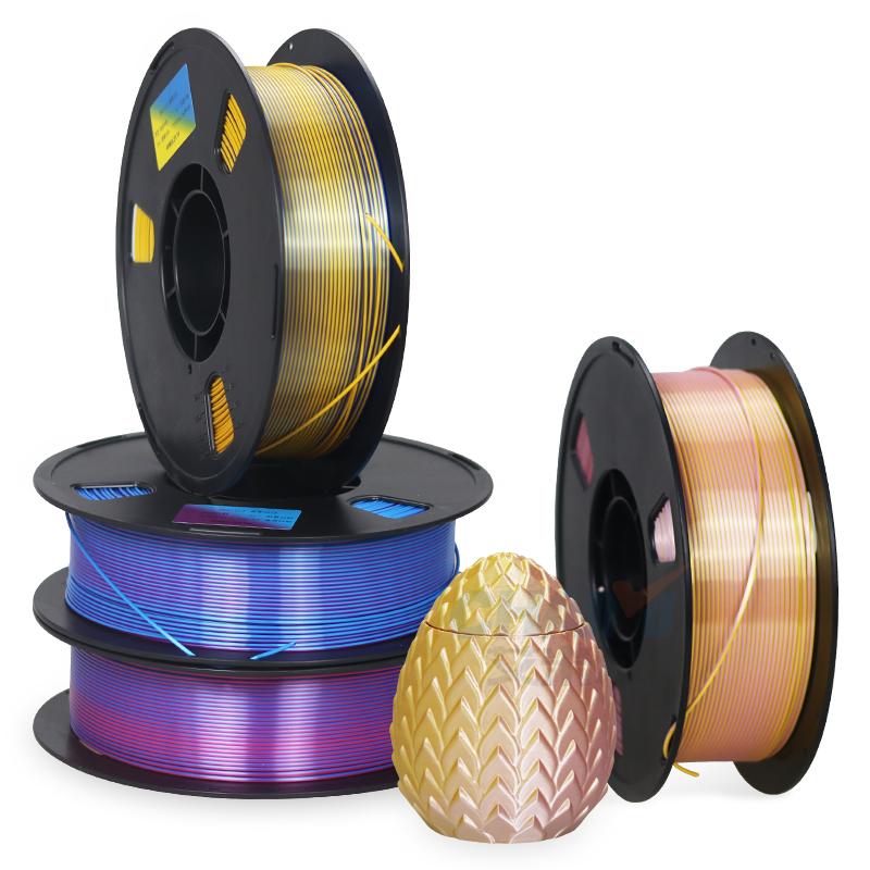 Silk Dual Color PLA Filament 1.75mm 3D Printer Bi-Color Filament 1kg (2.2lbs) PLA Silk 2 In 1 Colors PLA Filament