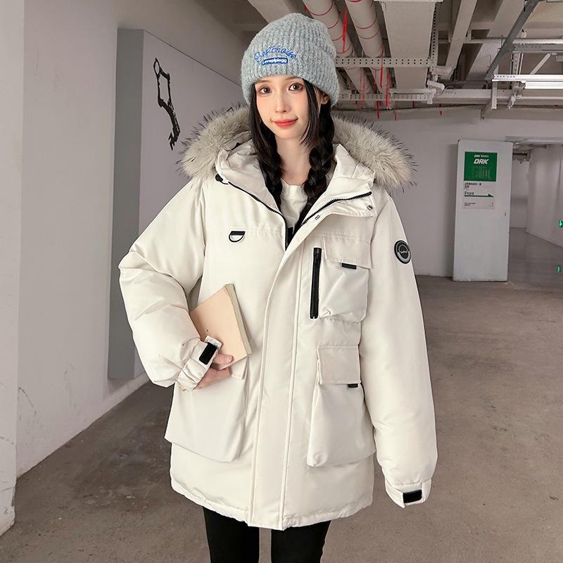 European new retro thickened warm hair collar cotton-padded clothes women's winter tooling cotton-padded jacket pie to overcome the coat tide