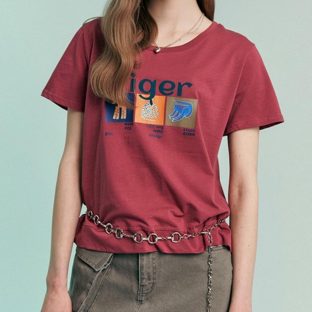 Maxza Tiger IllusTraTion LeTTering T shirT zc06qT024on Pink/FREE
