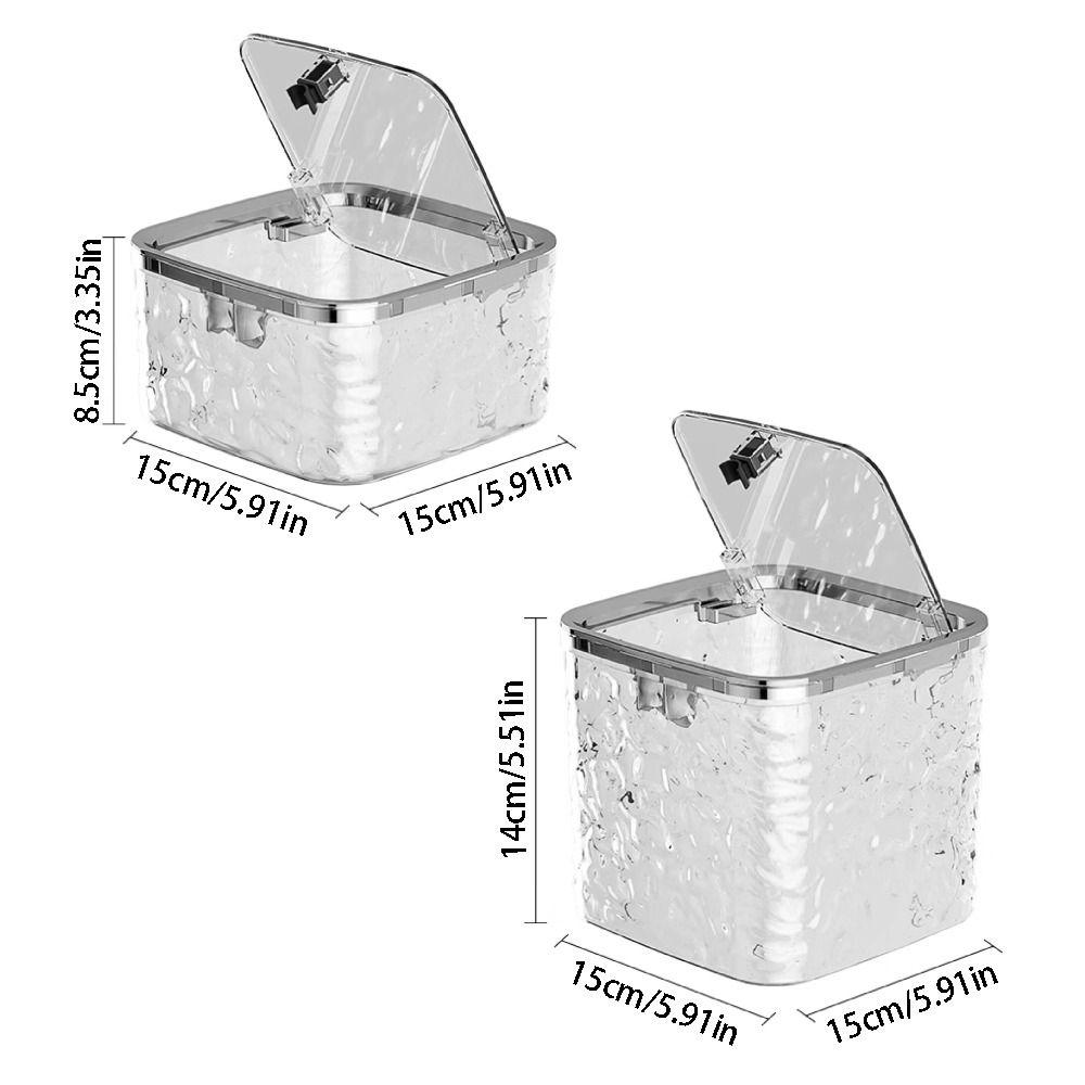Water Ripple Laundry Pods Container Waterproof Large Capacity Clear Storage Box Multipurpose Pop-Up Lid Desktop Trash Can