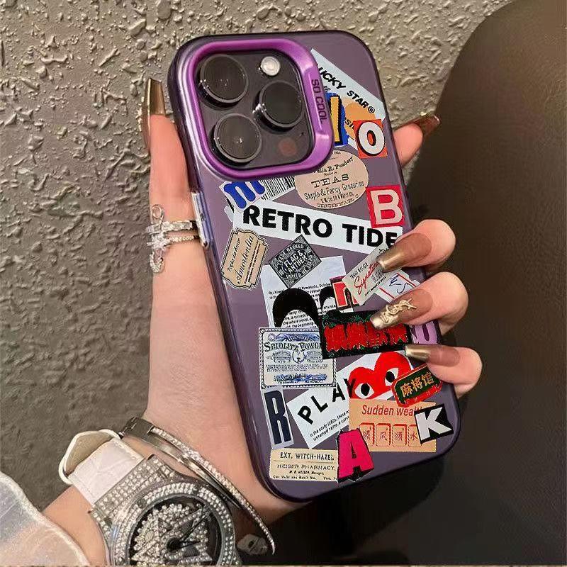 

Silver Graffiti Mobile Phone Case for Apple iPhone 16 Pro Max, 15 Pro, 14, 7, 8 Plus, XR, XS Max, Korean Style. XS