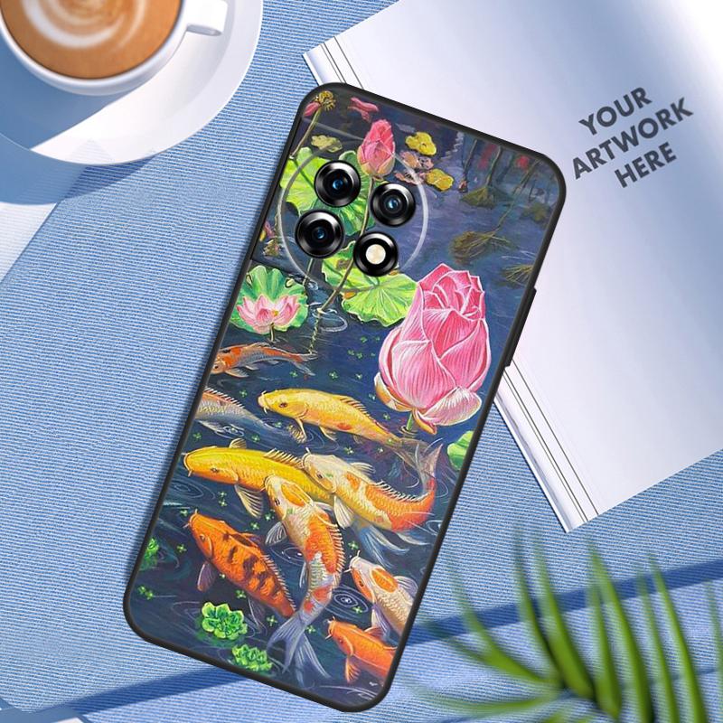 Koi Carp Fish Painting Case For OnePlus Nord CE 5 3 4 Lite N20 N30 OnePlus 15 13 12 11 10T 13T 13R 8 9 10 Pro Cover
