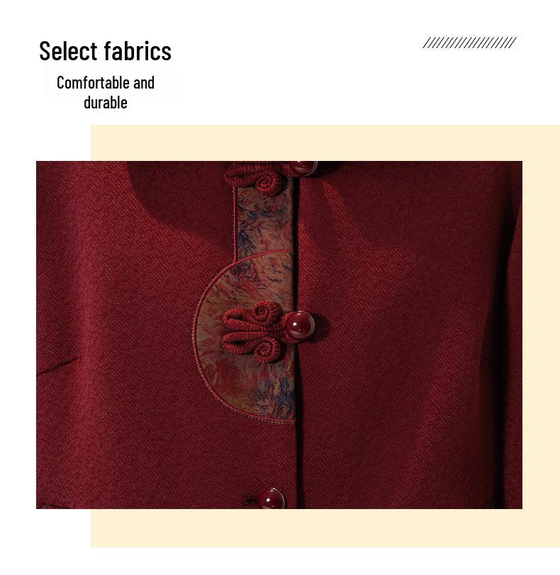 Spring Arrival: Chinese Style Embroidered Woolen Coat for Middle-Aged & Elderly Women - Loose, Stylish Cardigan