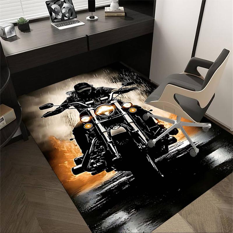 

1PC motorcycle Non-Slip Floor Carpet Compatible for Office&Living Room&Dining room - Flat-Weave Machine- Soft & Pattern-E231 60cm by 90cm