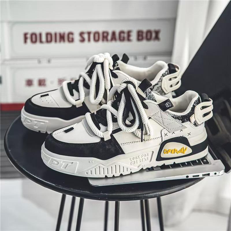 Men's shoes spring and summer versatile casual design sense niche men's board shoes youth sports thick soles heightening outdoor trendy shoes