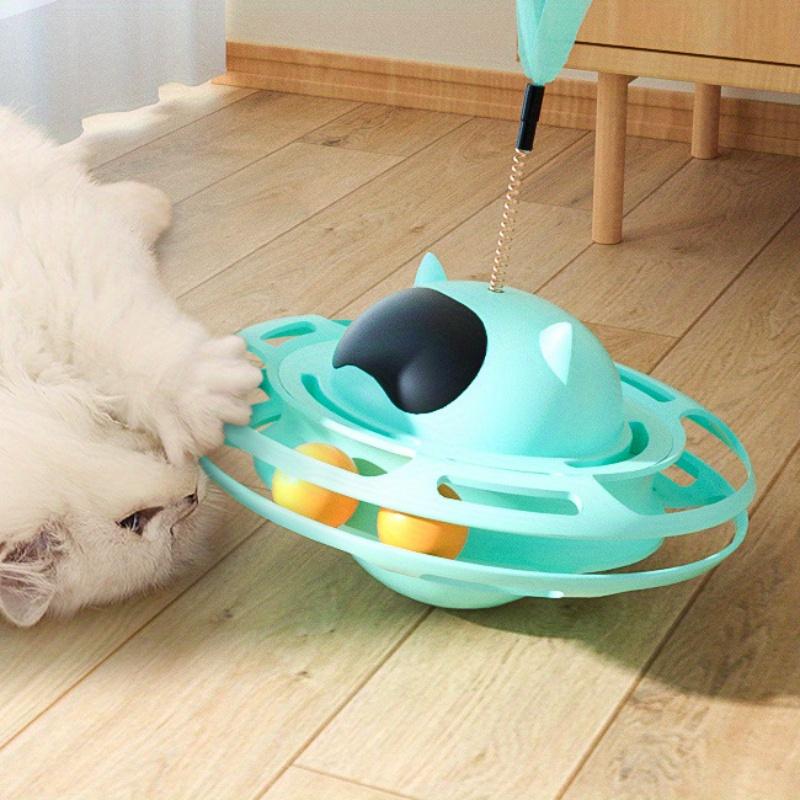 Interaktives Katzen-Tumbler-Drehspielzeug mit Federn und Unterhaltungsteller