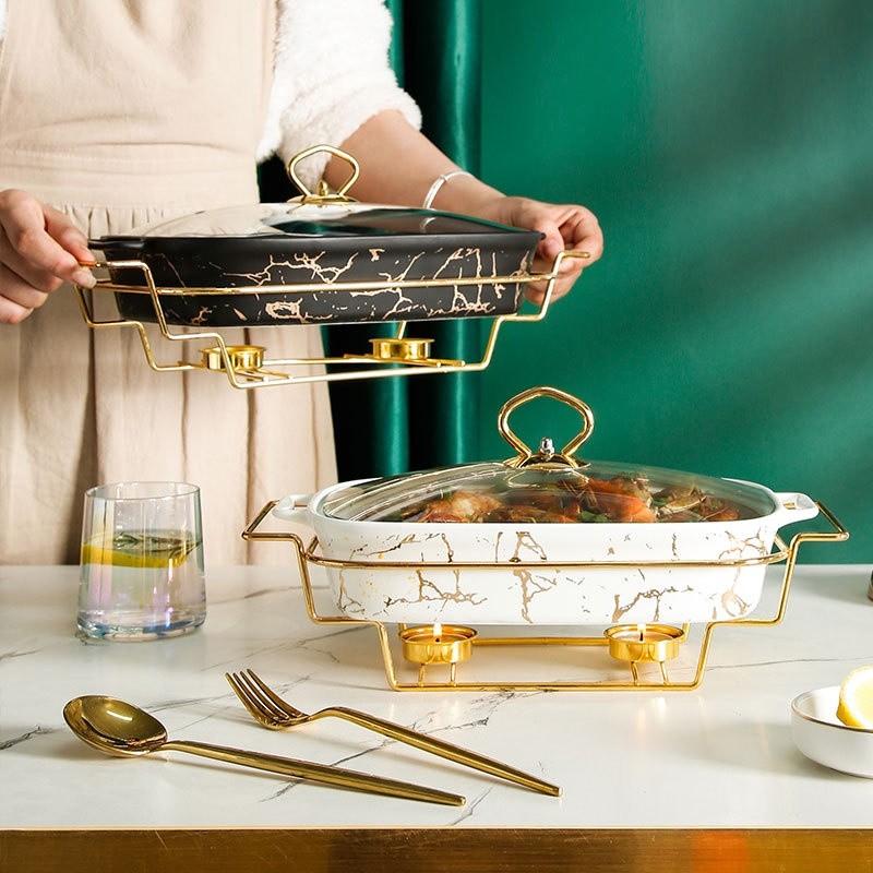 Creative Rectangular Double Ear Ceramic Casserole Household Tableware Light Fire Heating Hotel Dry Soup Pot