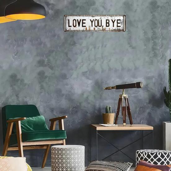 Älskar dig Hej Vintage Metallväggskylt Retro Rustik Stil Väggkonst Plakett för Hem Bar Hall Entré Garageport Dekor