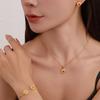 Luxury Twisted Rose Flower Jewelry Set Necklace Bracelet Earrings 3 Piece Minimalist Elegant Fashion Accessories For Women