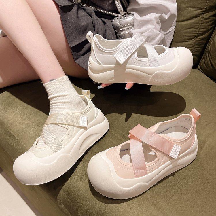 Platform ballet Mary Jane sandals women's outerwear 2025 spring new big head ugly cute shoes sports student hole shoes