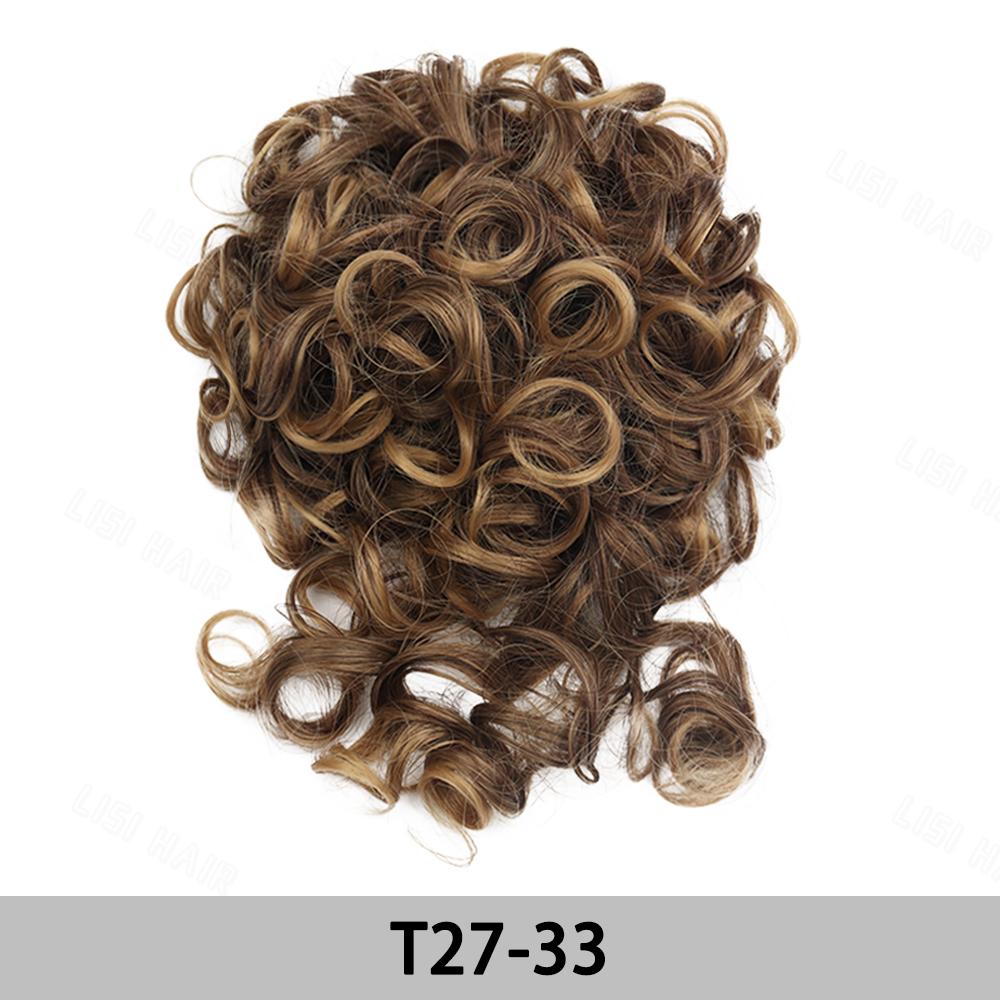 

MISS WIG Synthetic Messy Bun Short Curly Ponytail Extension Elastic Drawstring Loose Big Curly Hair Pieces For Women Daily Wear 25cm