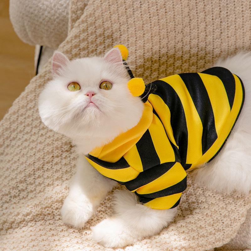 Cute Bee Cat Clothes Summer Thin Kitten Puppet Cat Blue Cat Garfield Pet Anti-hair Loss Summer
