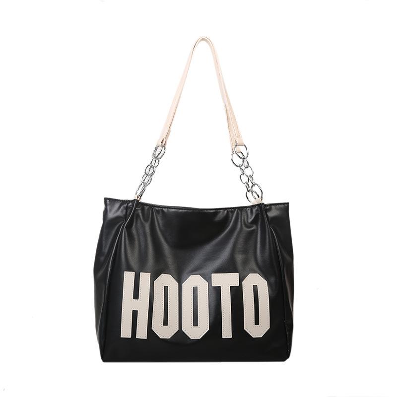 Large capacity tote bag new simple letter chain shoulder bag retro women's shopping bag