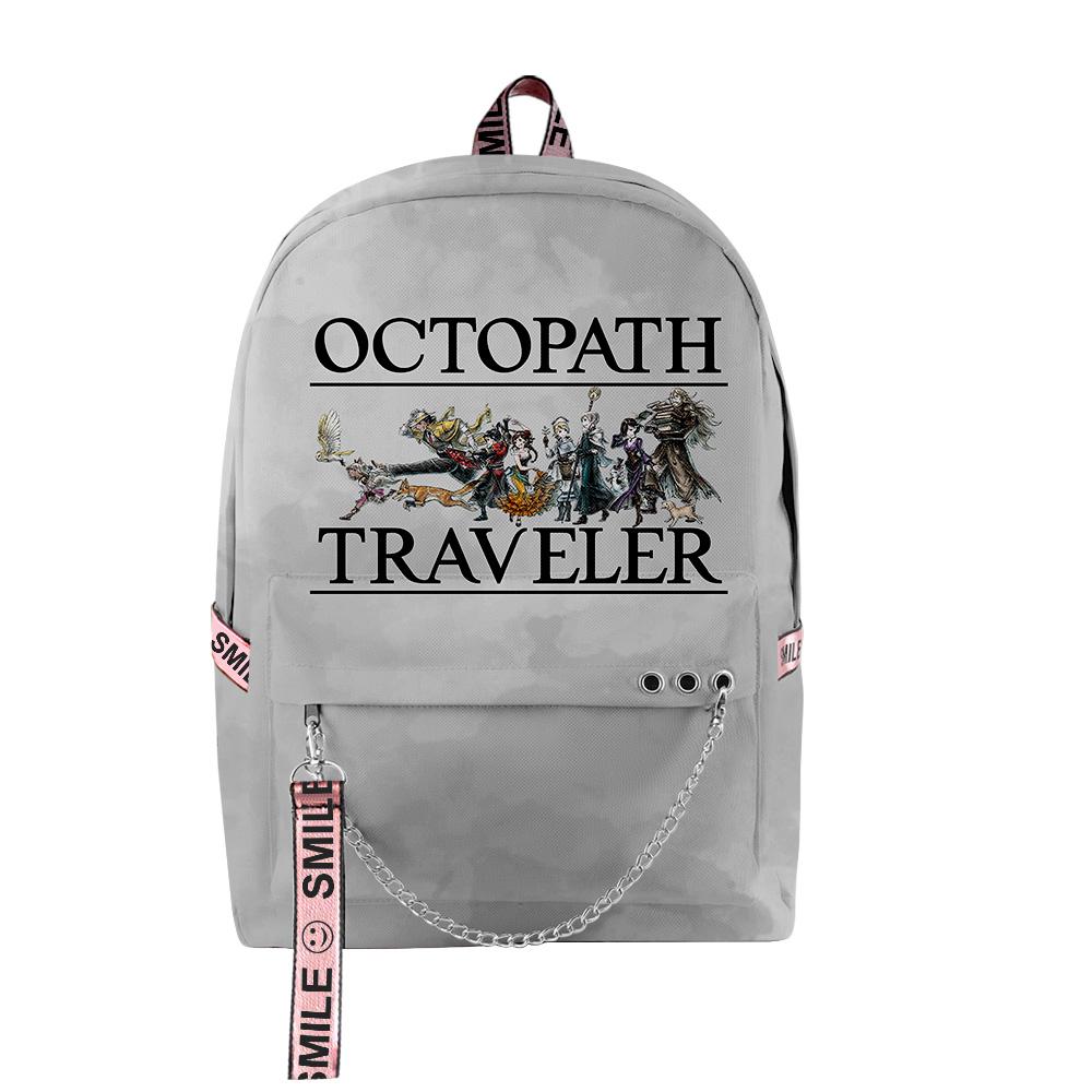 Sac à dos scolaire imprimé 3D Octopath Traveler Classique Nouveauté Unisexe Oxford Imperméable Cahier Multifonction Sac à dos de Voyage