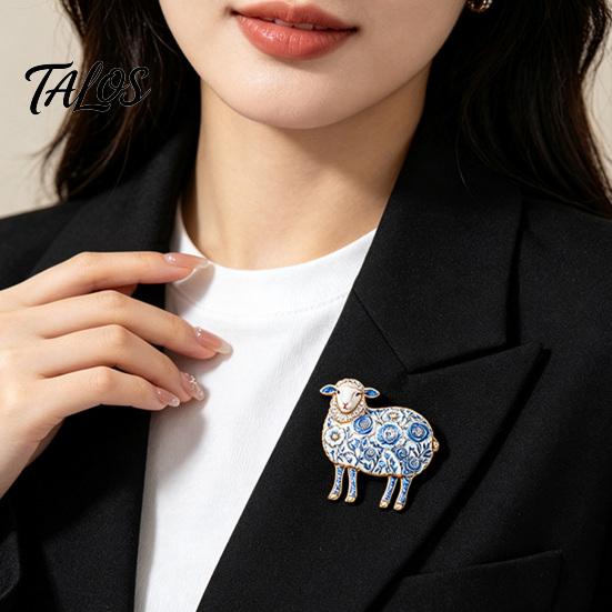 Floral Lamb Brooch Rhinestone for Women, Flower Sheep Alloy Lapel Women Pin, Animal Jewelry Clothing Suits Scarves Bags Pin