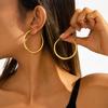 Retro High-End Titanium Steel Circle Earrings - Versatile European and American Fashion Jewelry for Women