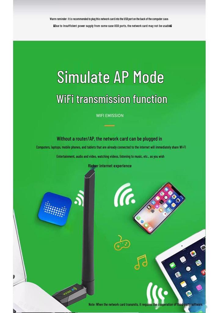 USB Wireless Network Adapter - Driver-Free, Gigabit, for Desktop & Laptop, 360° WiFi Receiver, Unlimited Mini Connectivity
