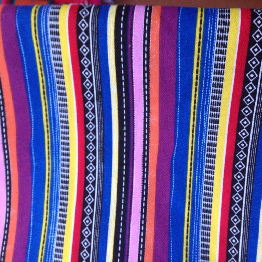 Ethnic Style Rainbow Striped Cotton Canvas Fabric for Curtains, Sofa Covers, Tablecloths