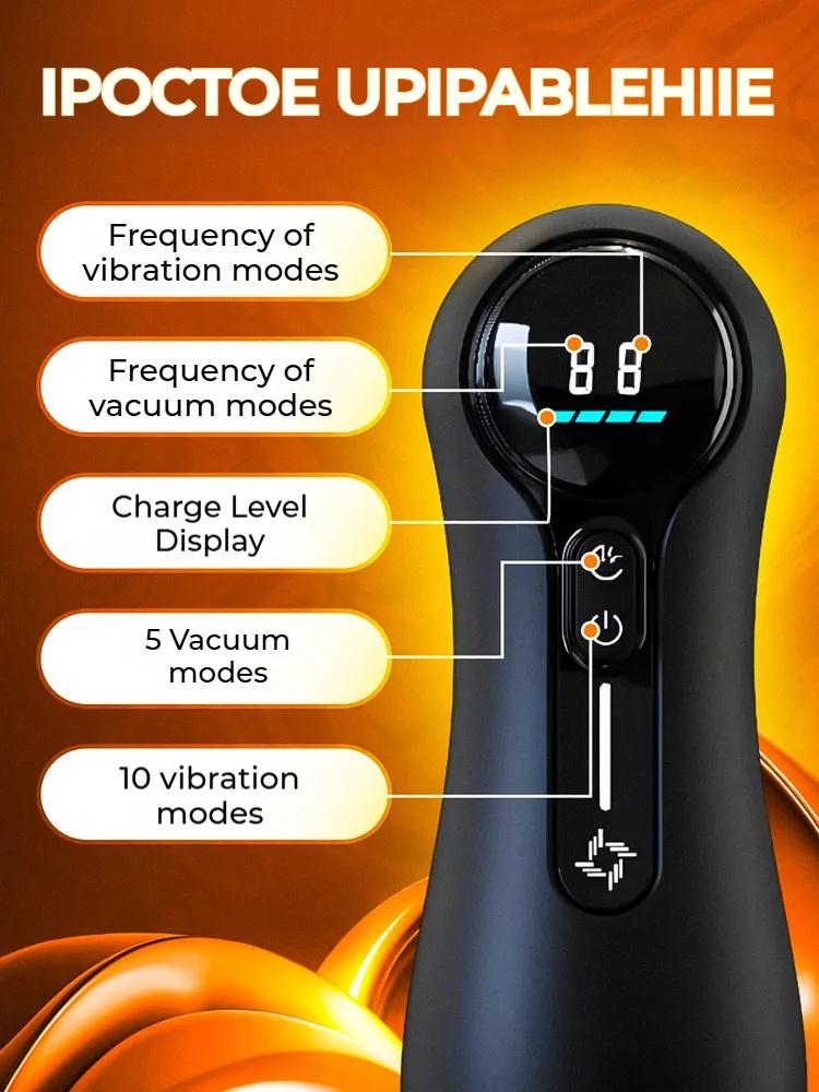 Automatic Male Sucking Masturbator LCD Display Masturbation Cup With 9 Vibrating Mode Pocket Pussy Adult Sex Toys for Man