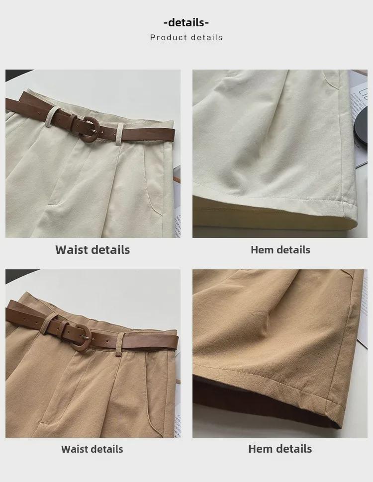 Dámské letní khaki cargo kraťasy s vysokým pasem - úzké, volné, široké, moderní, pro volný čas